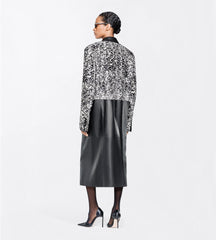 Lambskin With Calf Hair And Printed Leather Double Breasted Coat