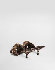 Leopard-print Satin Mules With Embellishments