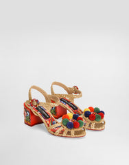 Raffia Sandals With Embroidery