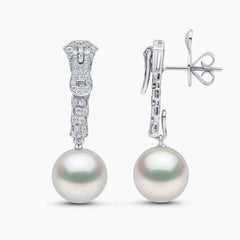 Zyyp 18K White Gold South Sea Pearl and Diamond Zip Earrings
