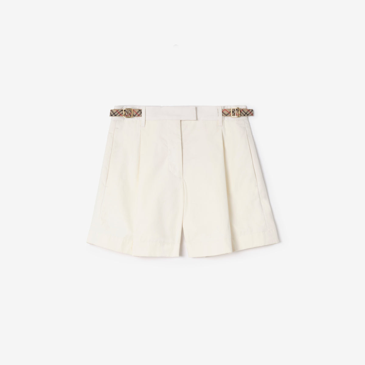 Check Trim Cotton Poplin Shorts