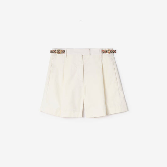 Check Trim Cotton Poplin Shorts