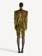 Draped Velvet Jacquard Dress