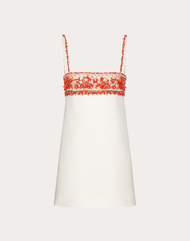 Embroidered Crepe Couture Short Dress