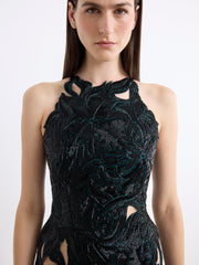 Embellished Appliqué Mini Dress