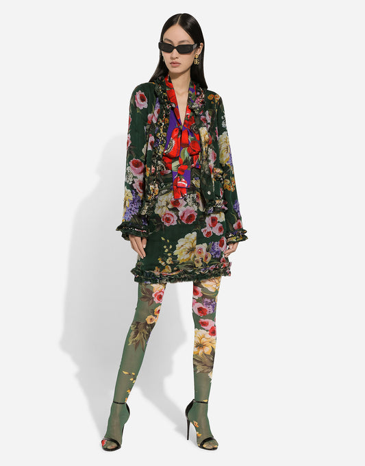 Garden-print Chiffon Jacket
