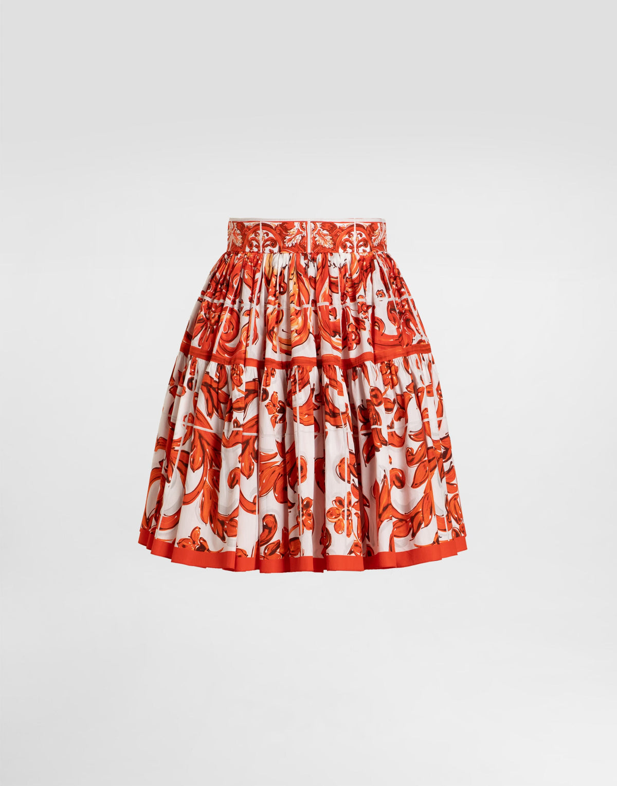 Majolica-print Poplin Short Skirt