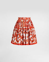 Majolica-print Poplin Short Skirt