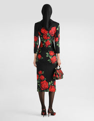 Rose-print Charmeuse Skirt