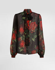 Rose-print Chiffon Blouse