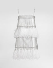 Satin Dress With Feathers