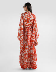Majolica-print Long Kaftan Dress