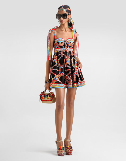 Carretto-print Poplin Dress