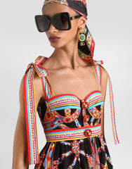 Carretto-print Poplin Dress