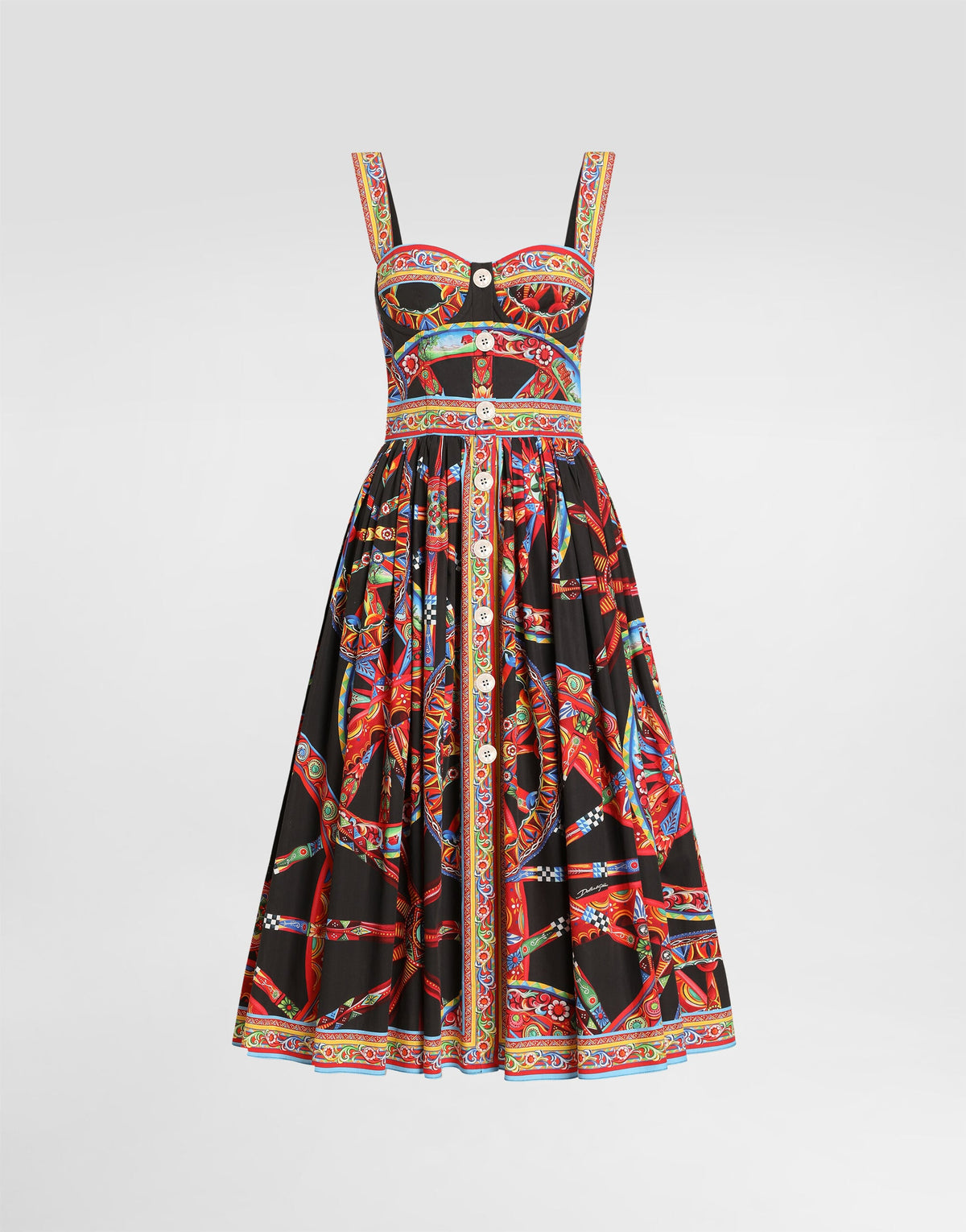 Carretto-print Poplin Long Dress