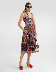Carretto-print Poplin Long Dress