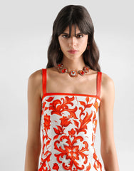 Majolica-print Charmeuse Dress