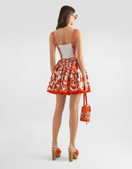 Majolica-print Charmeuse Bustier Top