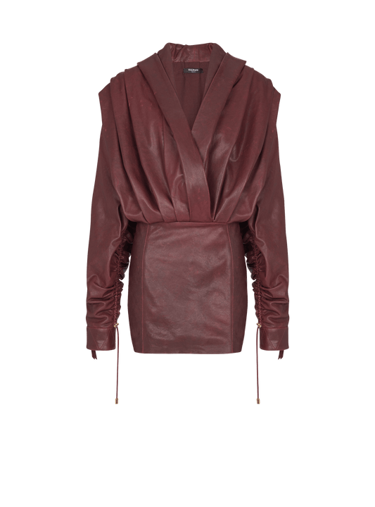 Short Hooded Dress In Washed Lambskin