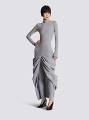 Long Draped Cotton Knit Dress