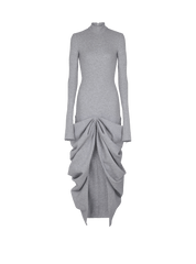 Long Draped Cotton Knit Dress