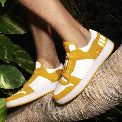 Florent/M Sunflower Crosta and Leather Trainers with Choo Lettering