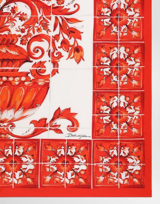 90x90 Majolica-print Silk Twill Scarf