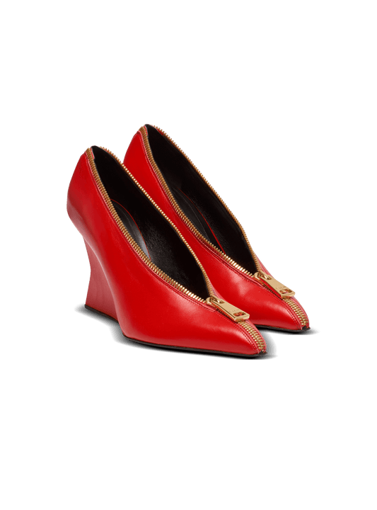 Zip Wedge Pumps In Lambskin Leather