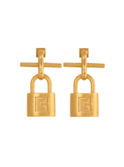 Brass Pulse Padlock Earrings