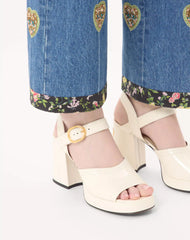 Fawcette Platform Sandal In Polished Calfskin 100Mm