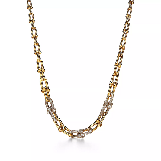 Tiffany HardWear Graduated Link Necklace in Yellow Gold with Pavé Diamonds