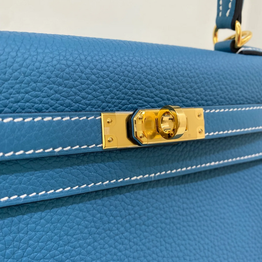 Hermès Kelly 25cm New Blue Jean Togo GHW