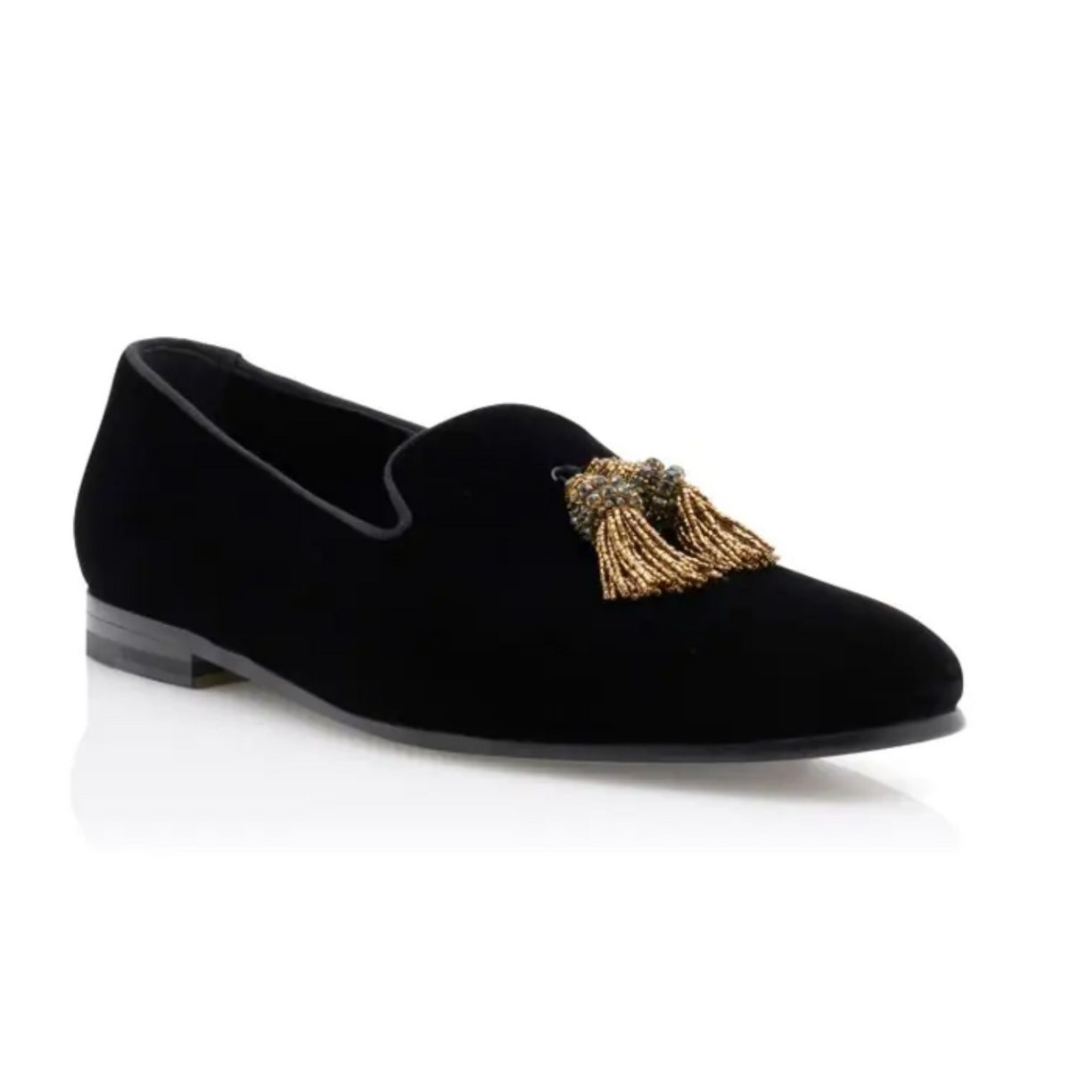 TUXIDO Black Velvet Tassel Loafers