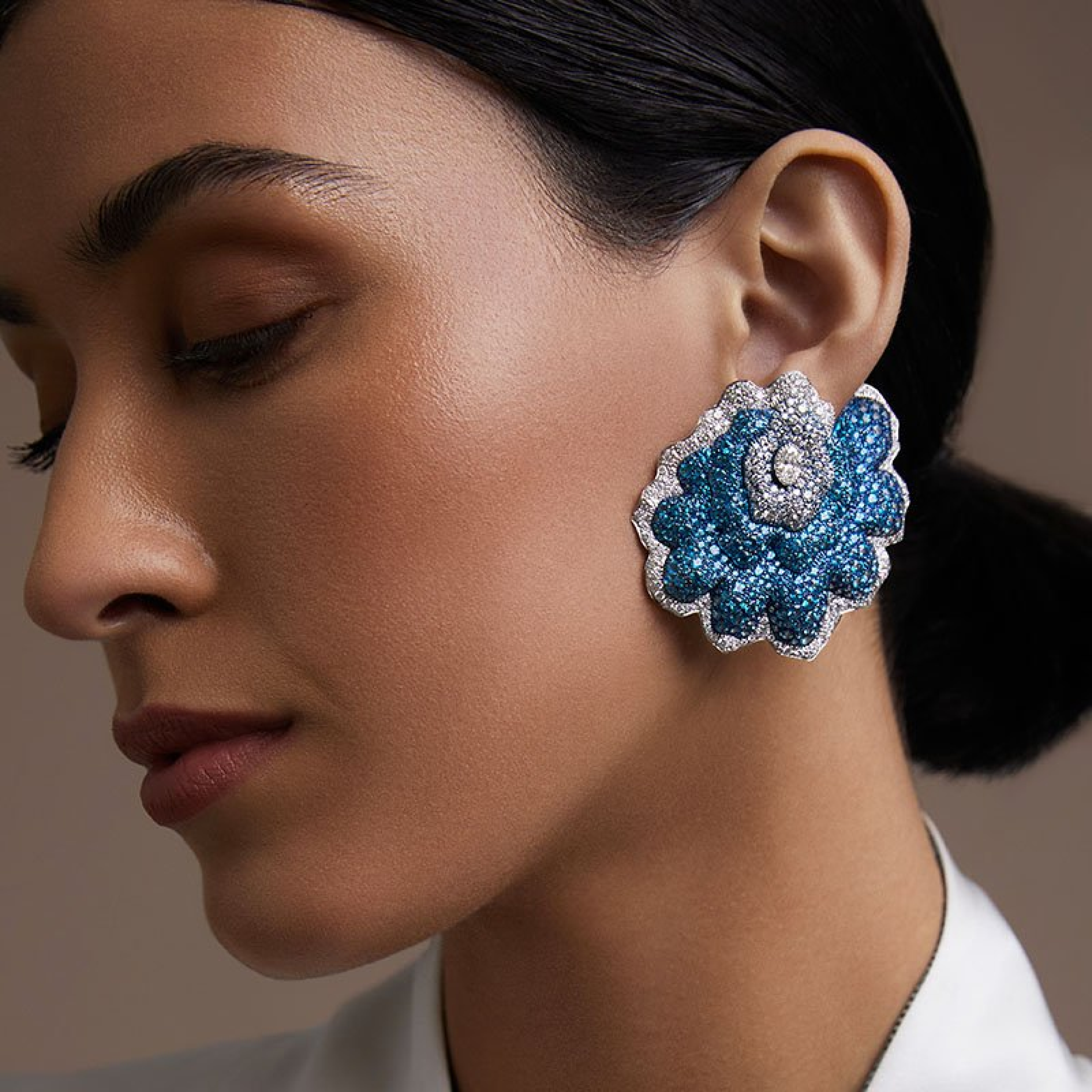 Enchanted Garden Titanium Diamond Flower Earrings