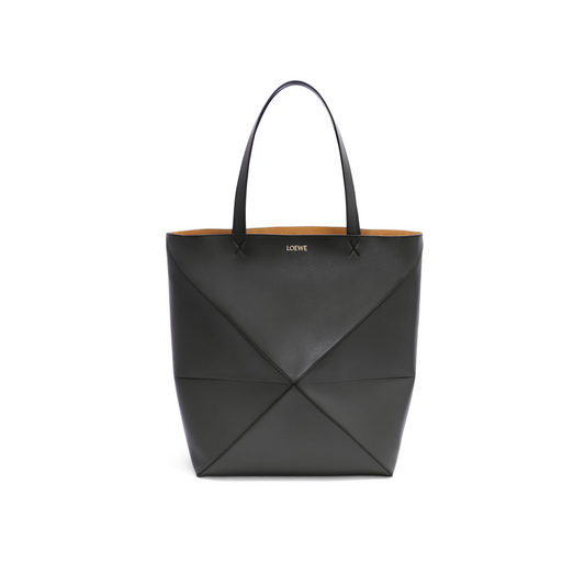 Large Puzzle Fold Tote in shiny calfskin
