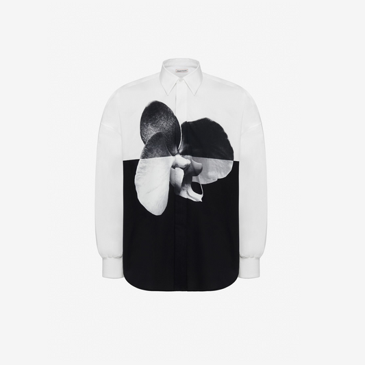 Men's Spliced Orchid Shirt in White/black