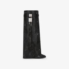 Shark Lock boots in satin with strass