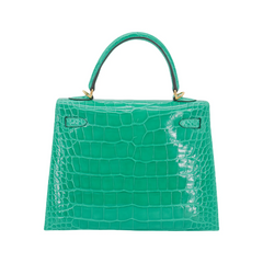 Hermes Kelly 25cm Vert Jade Croco GHW