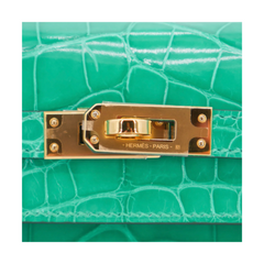 Hermes Kelly 25cm Vert Jade Croco GHW