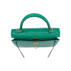 Hermes Kelly 25cm Vert Jade Croco GHW