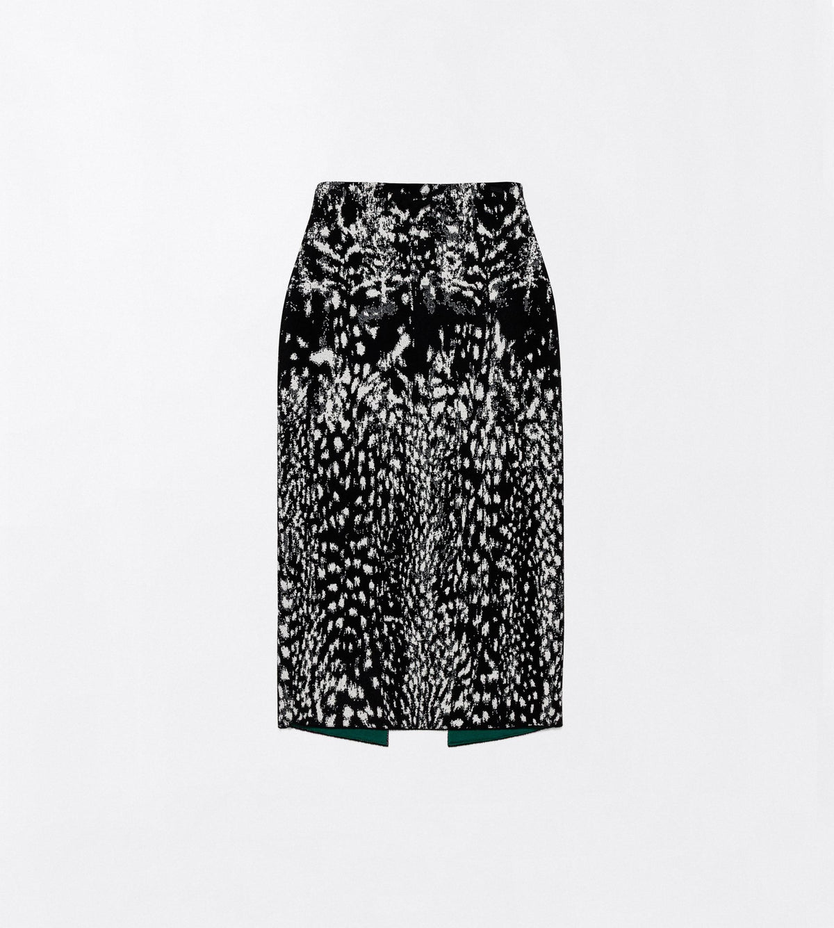 Lynx Jacquard Velvet Pencil Skirt With Front Slit