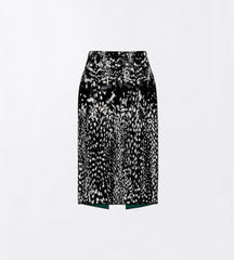 Lynx Jacquard Velvet Pencil Skirt With Front Slit