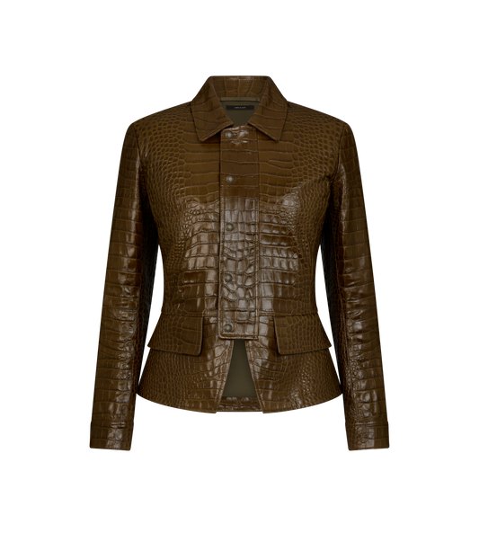 Embossed Leather Fitted Jacket