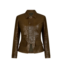 Embossed Leather Fitted Jacket