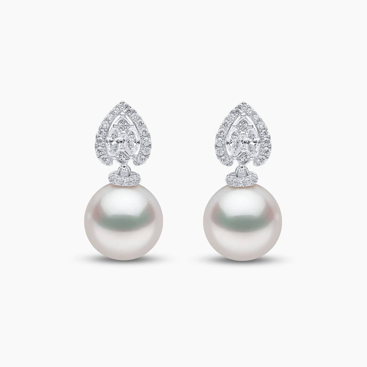 Glitz 18K Gold South Sea Pearl and Diamond Halo Earrings