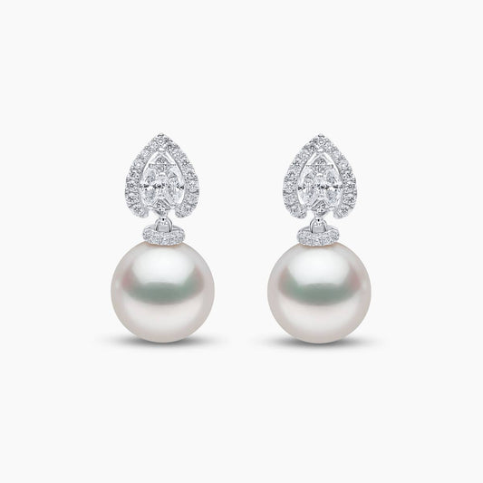 Glitz 18K Gold South Sea Pearl and Diamond Halo Earrings