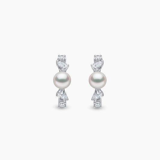 Baby Glitz 18K Gold Akoya Pearl and Diamond Hoop Earrings