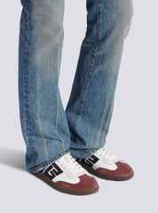 Balmain Swan Suede And Nylon Trainers