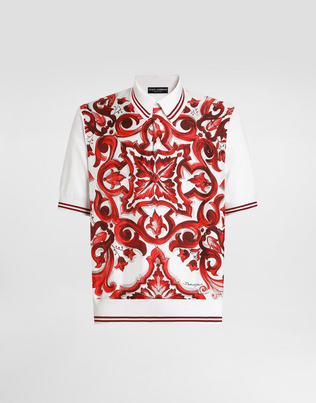 Majolica-print Polo Shirt In Silk