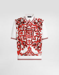 Majolica-print Polo Shirt In Silk
